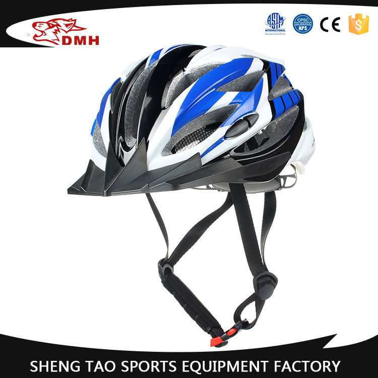 नीला सफेद क्लासिक साइकिल हेलमेट, हल्के वजन का साइक्लिंग हेलमेट