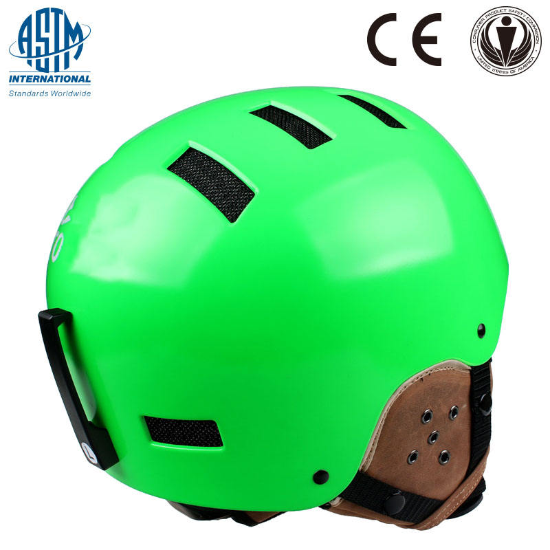 2017 नई डिजाइन हॉट सेल लेदर इयर प्रोटेक्शन स्की हेलमेट, लोकप्रिय स्नोबोर्ड हेलमेट, लेदर हेलमेट