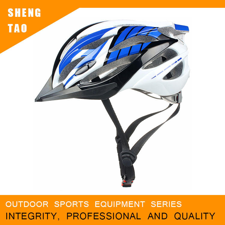 नीला सफेद क्लासिक साइकिल हेलमेट, हल्के वजन का साइक्लिंग हेलमेट