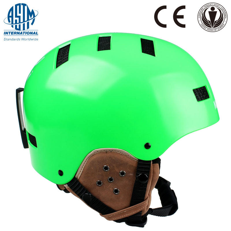 2017 नई डिजाइन हॉट सेल लेदर इयर प्रोटेक्शन स्की हेलमेट, लोकप्रिय स्नोबोर्ड हेलमेट, लेदर हेलमेट